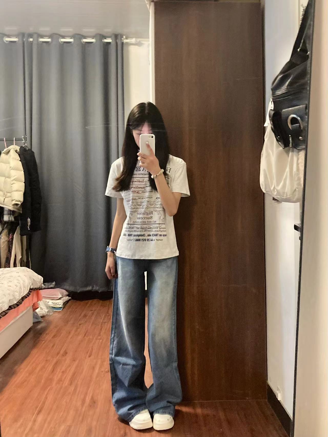 高質量純棉220克精梳緊密手感好直播品質前印花短袖t恤女