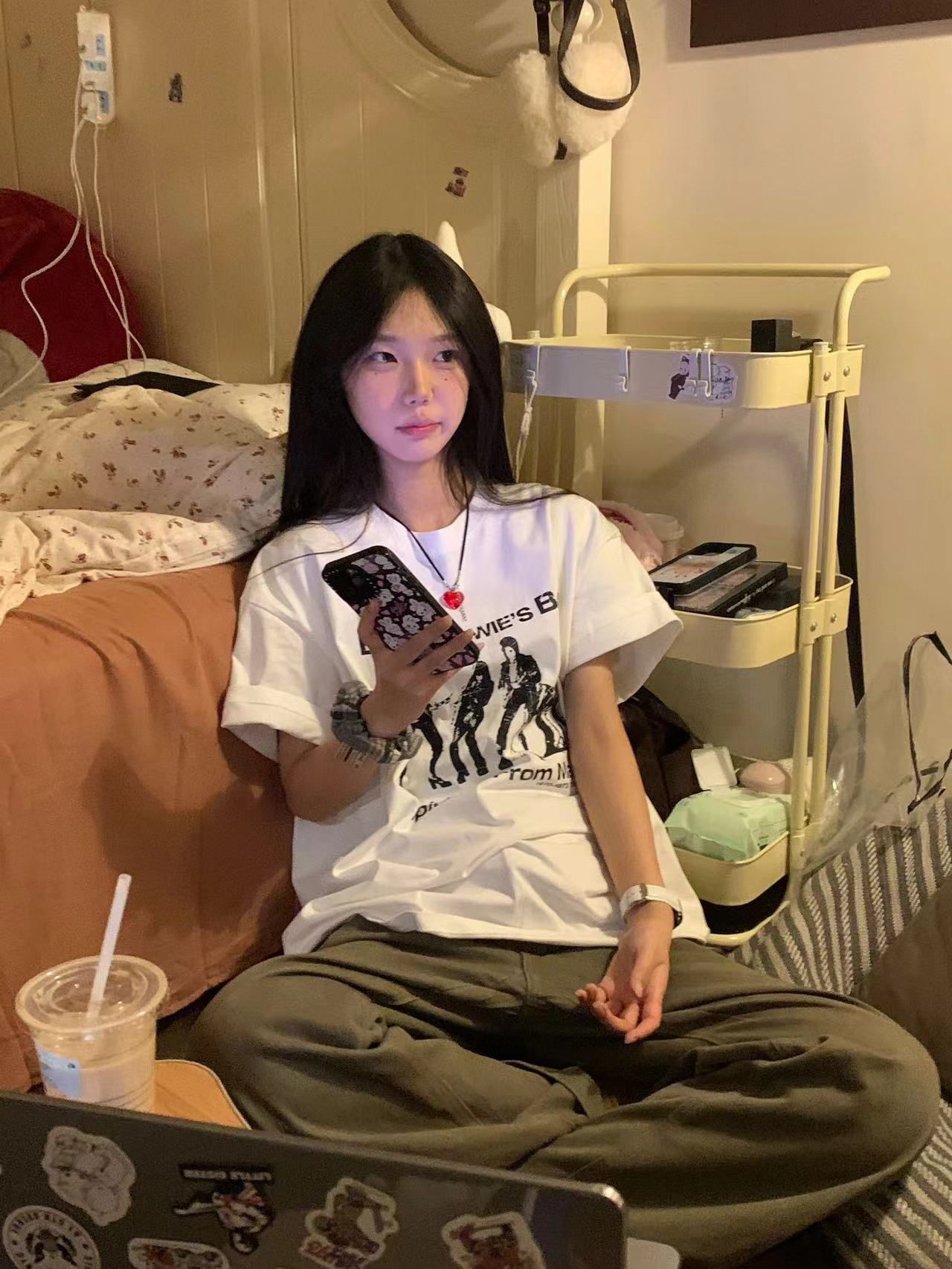 高質量純棉220克精梳緊密手感好直播品質前印花短袖t恤女