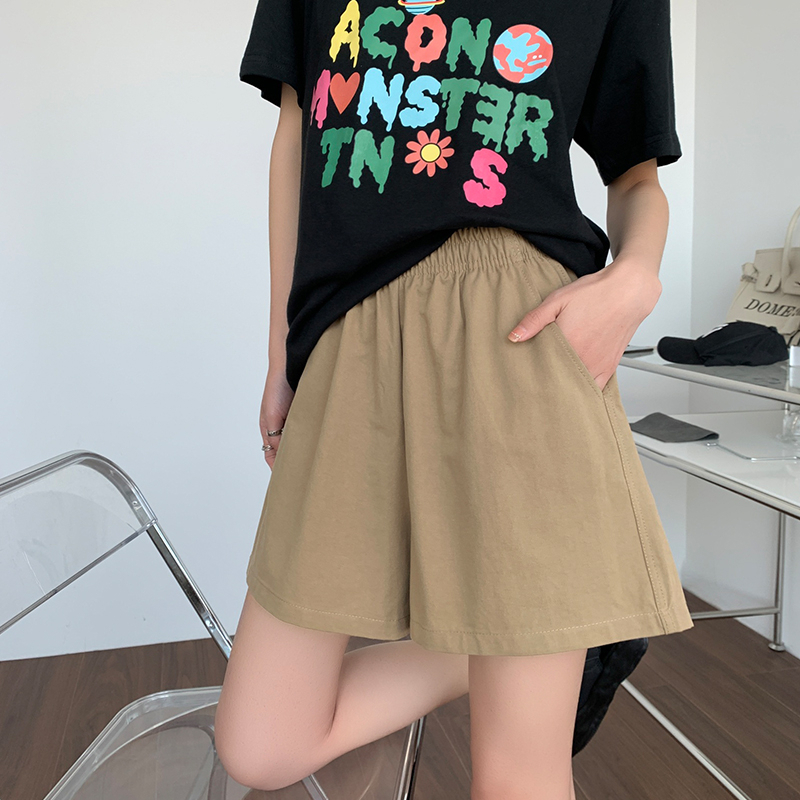 工裝短褲女夏季薄款韓版高腰小個子休閒褲寬鬆顯瘦a字闊腿褲