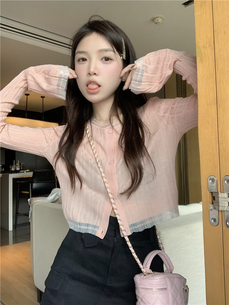 天貓質量防曬開衫外套薄款長袖襯衫女夏辣妹外搭短款上衣襯衣