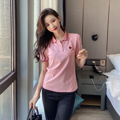 Spring and summer new college style POLO short-sleeved women's small casual waist sports T-shirt