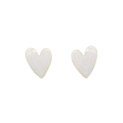 Actual shot of S925 silver needle Korean version new exaggerated love earrings for women with oil dripping texture fashionable temperament earrings