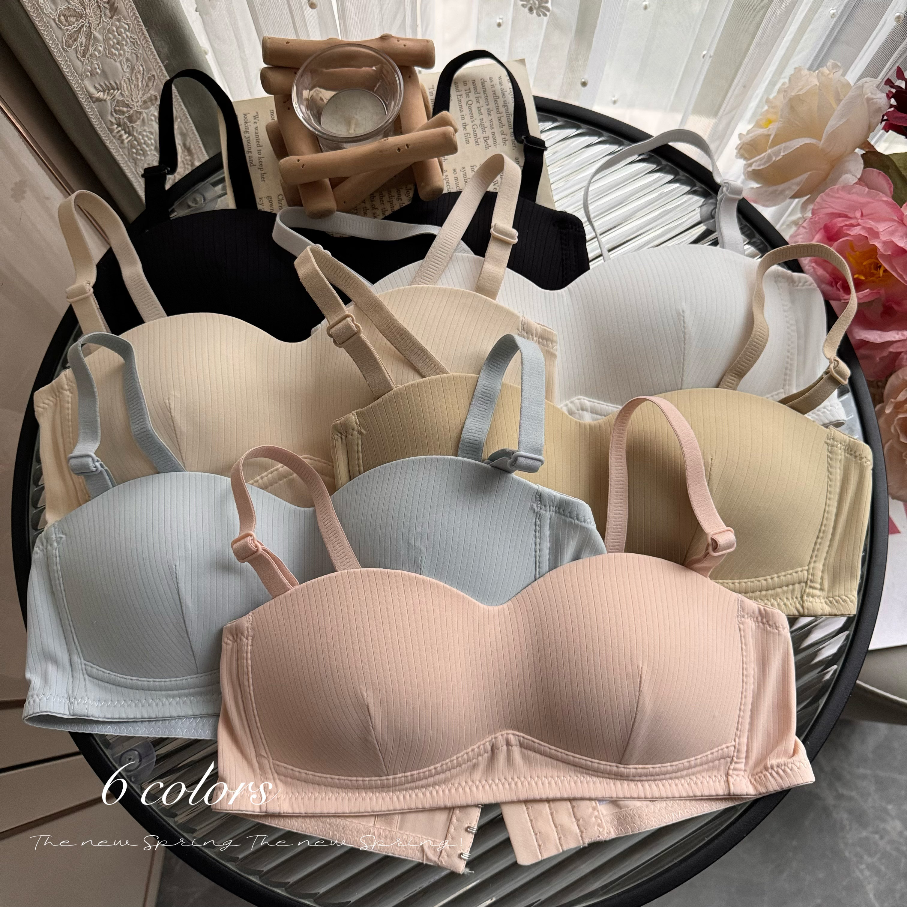 Real shot of underwear for women, seamless small breasts, big bra, no wires, push-up, strapless, breathable girly bra