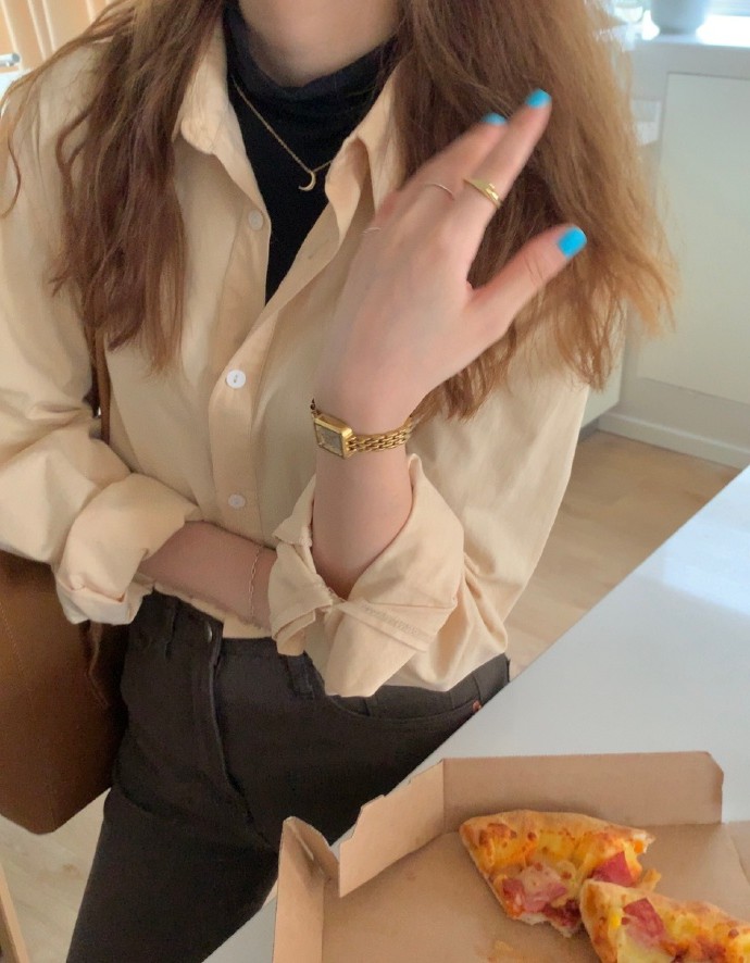 藍色襯衫女設計感小眾2024早春秋韓版寬鬆復古港味疊穿襯衣上衣