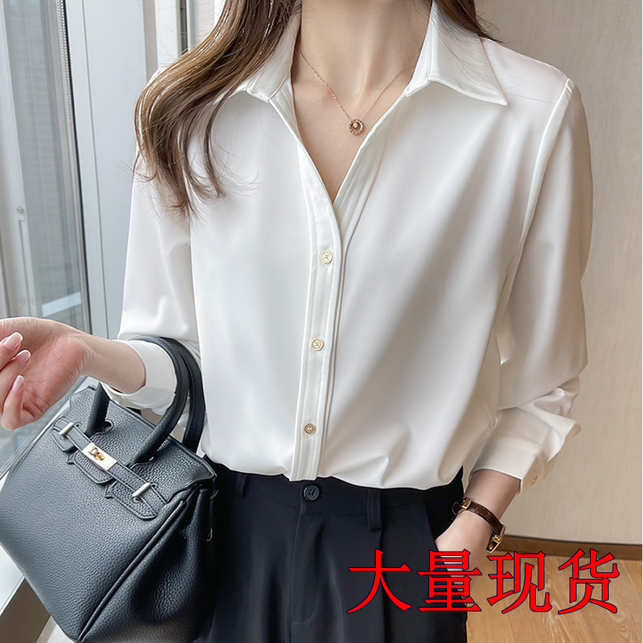 春季港風襯衫女長袖上衣百搭韓版洋氣時尚氣質白襯衣秋款