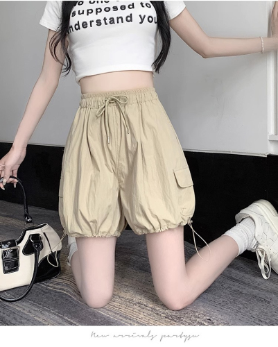 Original workmanship American workwear wide-leg shorts women's summer loose slimming bud pants five-point casual sports pants