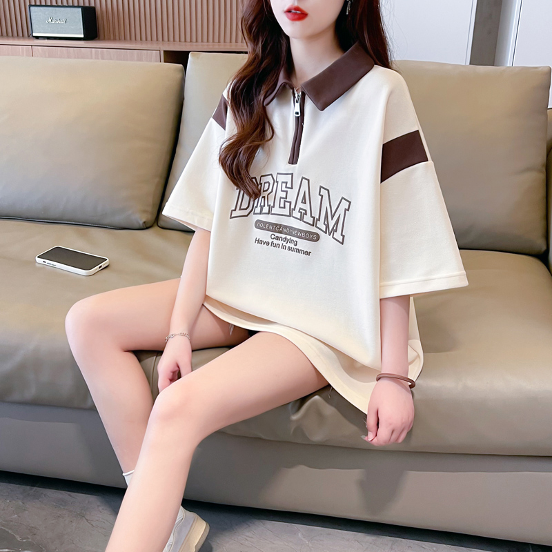 實拍2024夏季韓版珠地布大碼300斤發泡印花短袖t恤女