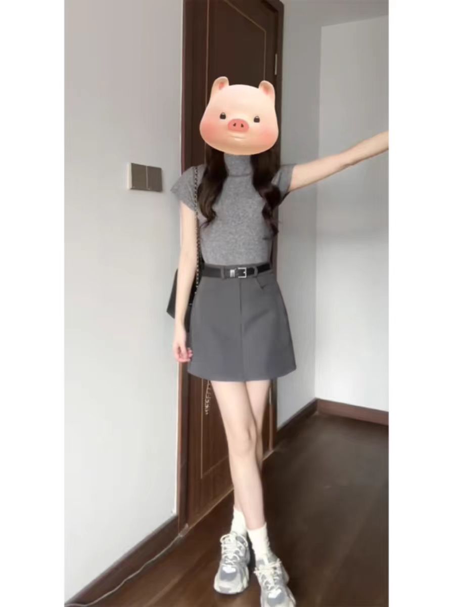 半高領短袖t恤女夏季新款內搭打底衫性感毛衣針織衫顯瘦氣質上衣