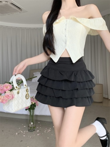 Real shot!  !  Fashionable and versatile high-waisted slimming skirt 2024 new style 100-pants a-line skirt