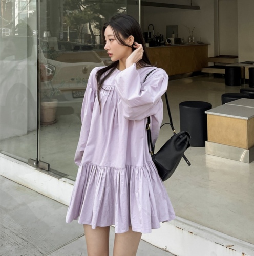 Korean loose long-sleeved temperament versatile dress
