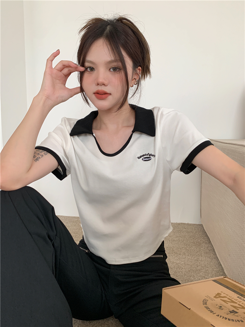 40支95棉5氨綸質量黑標大碼女裝顯瘦短款t恤女 M-4XL