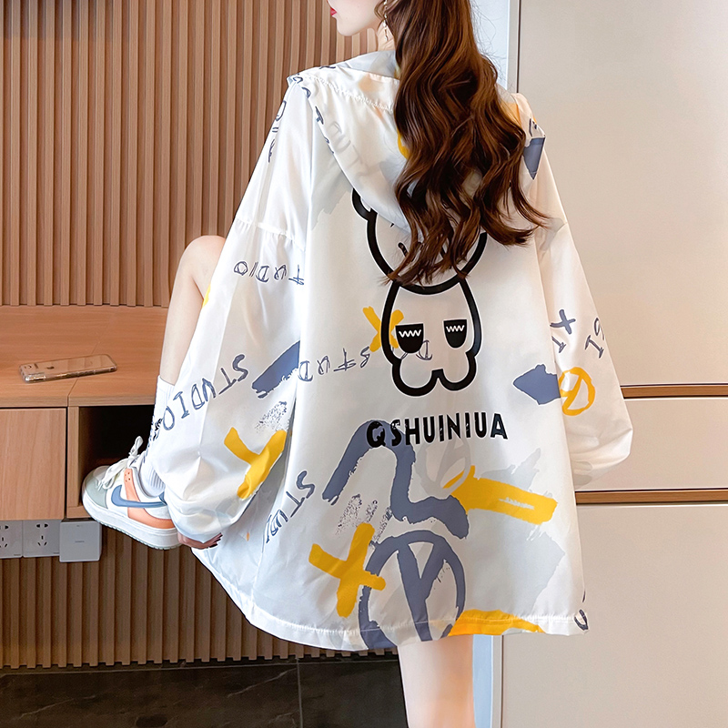 實拍2024夏季寬鬆休閒洋氣百搭薄款拉鏈開衫防曬服外套女