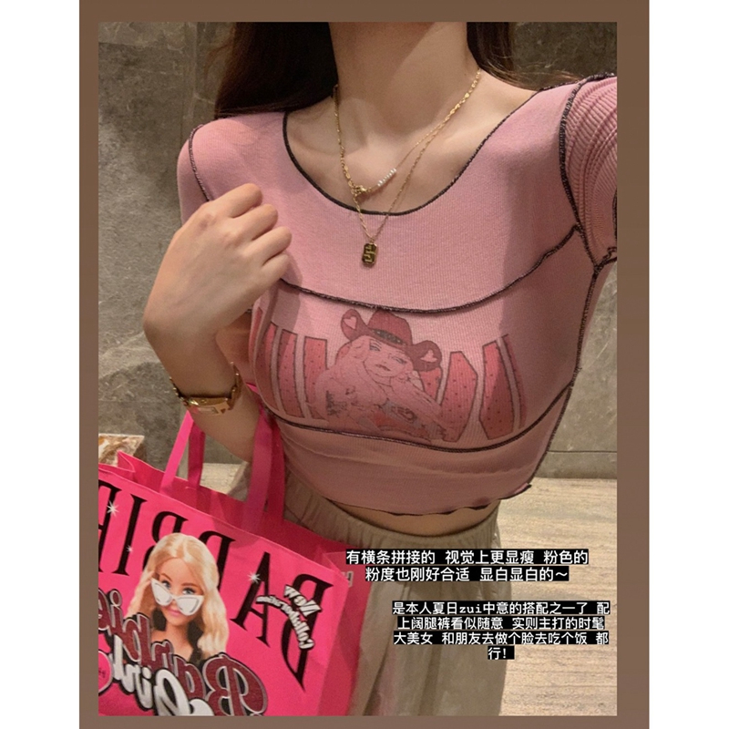 Official Photo Rayon Rib Fruit of Summer - Sweet and Spicy Pink Slim Fit Beauty T-Shirt