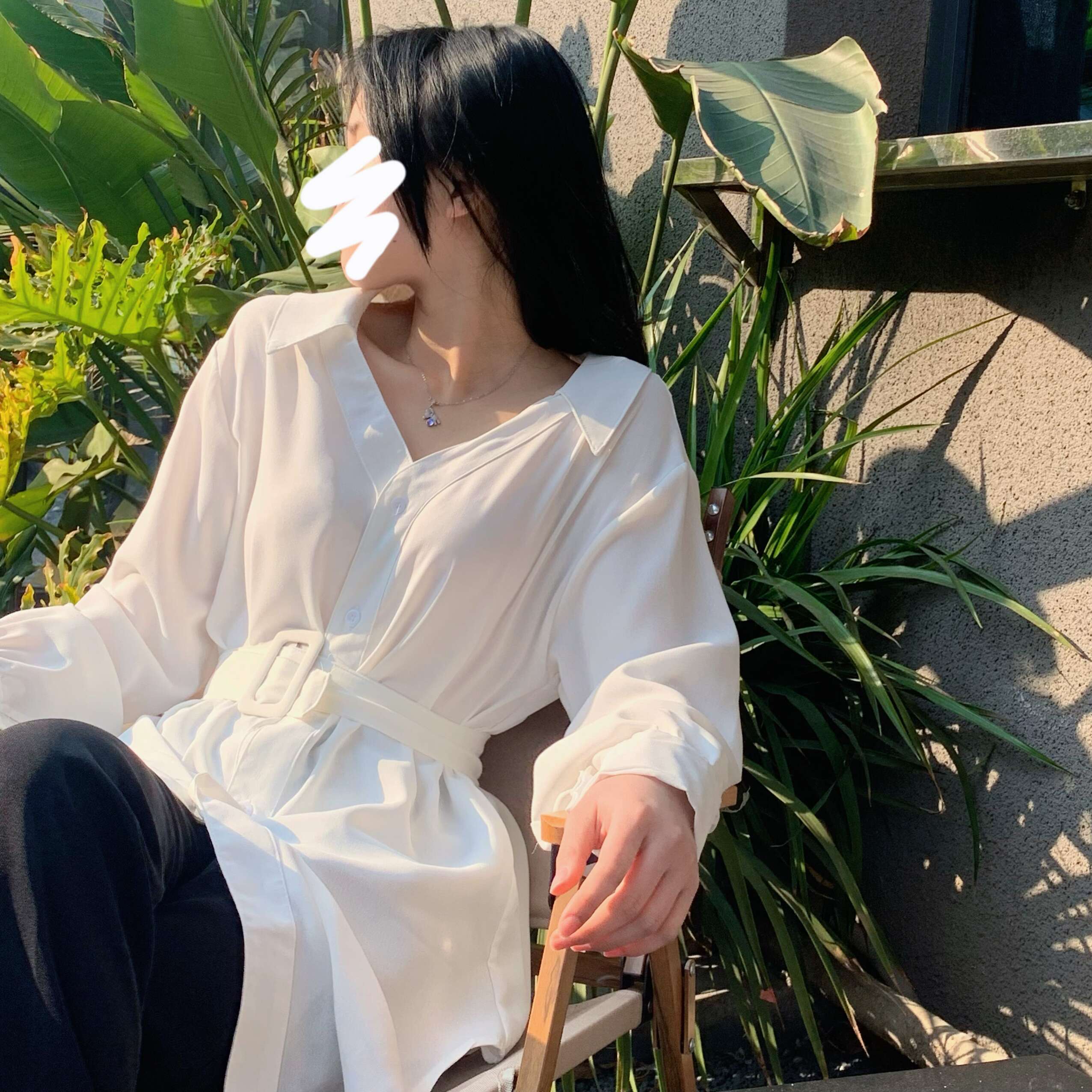 腰帶收腰襯衫裙女長袖春秋款女裝復古港味小眾上衣輕熟襯衣