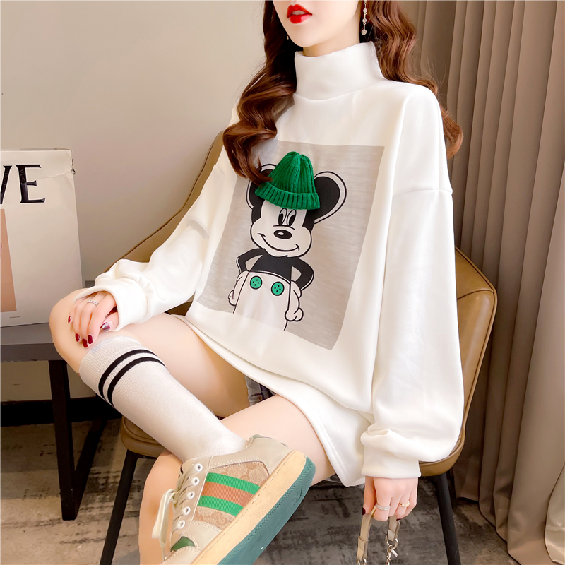 Real shot 2024 spring Korean style loose double-sided German velvet round neck warm splicing long-sleeved bottoming shirt T-shirt for women