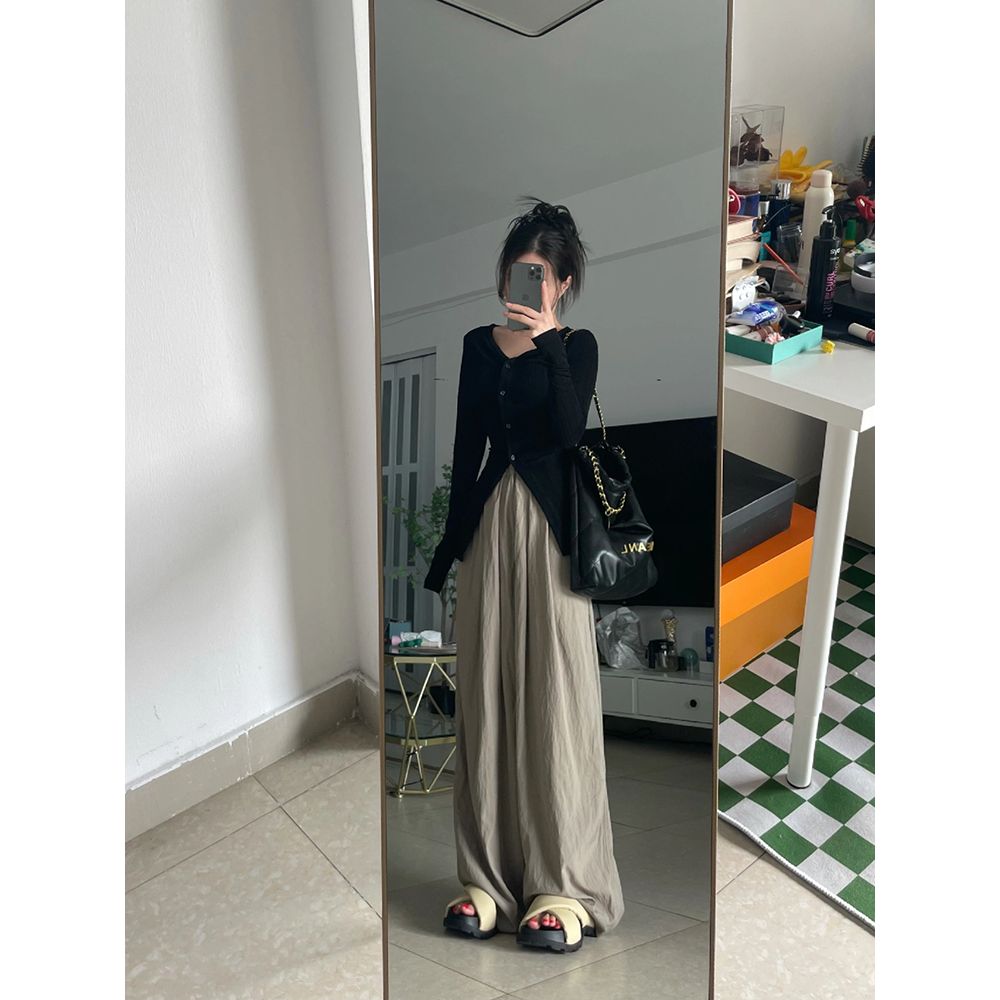 已出貨 套裝女裝溫柔純欲風開衫搭配闊腿褲茶里茶氣小個子穿搭