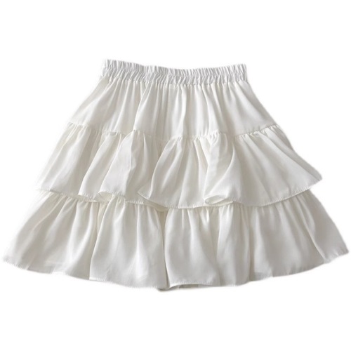 Elastic high-waist anti-exposure A-line cake skirt for women 2024 summer Korean version sweet and versatile outer skirt