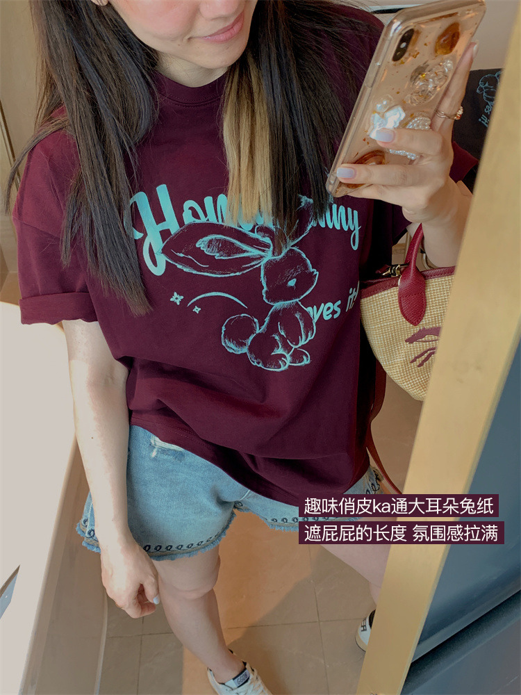 官圖 重磅/精梳純棉 後包領 有縫邊 S-XXXL 夏裝短袖T恤女
