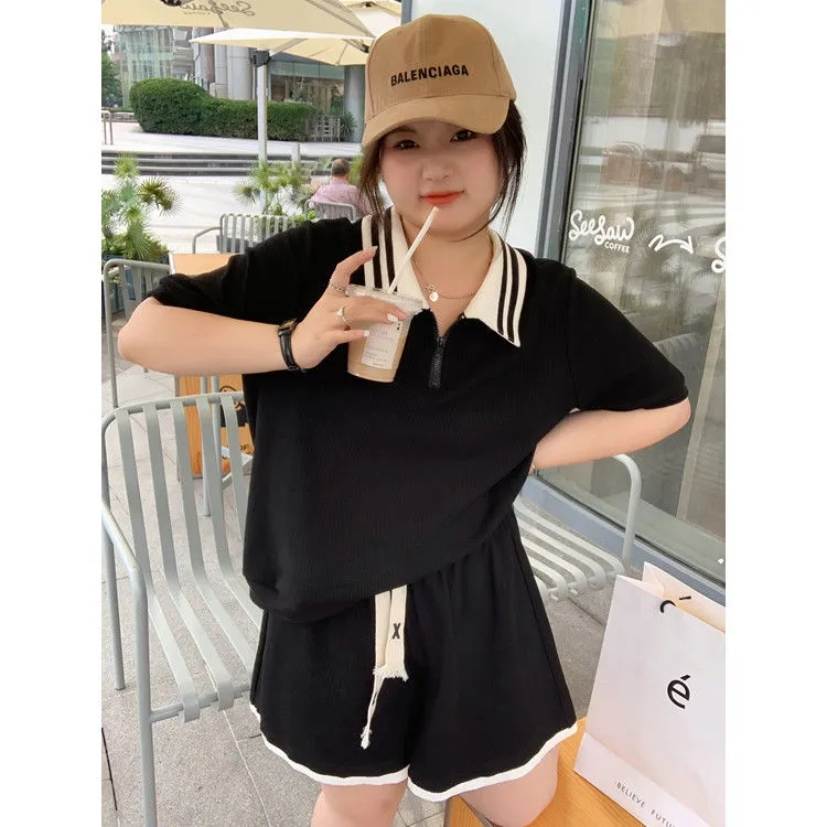 Casual shorts suit for women summer 2024 Korean version new small fashion age-reducing sports short-sleeved two-piece set