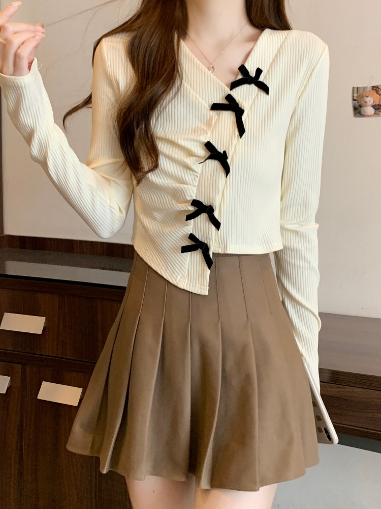已出貨 酷辣妹風長袖正肩T恤女新款胖mm遮肉顯瘦黑色上衣