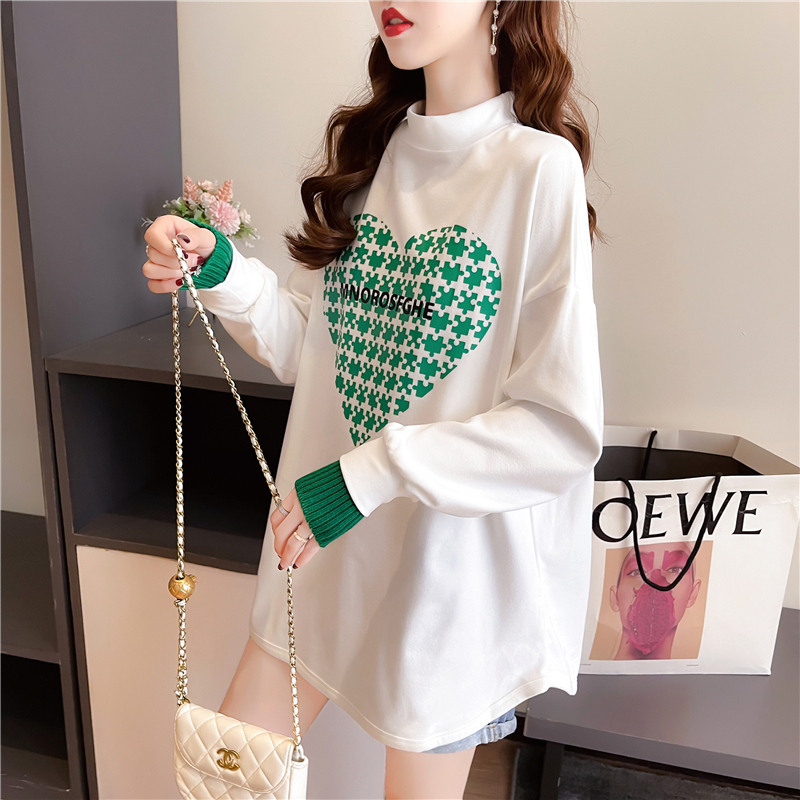Real shot 2024 spring Korean style loose double-sided German velvet round neck warm splicing long-sleeved bottoming shirt T-shirt for women