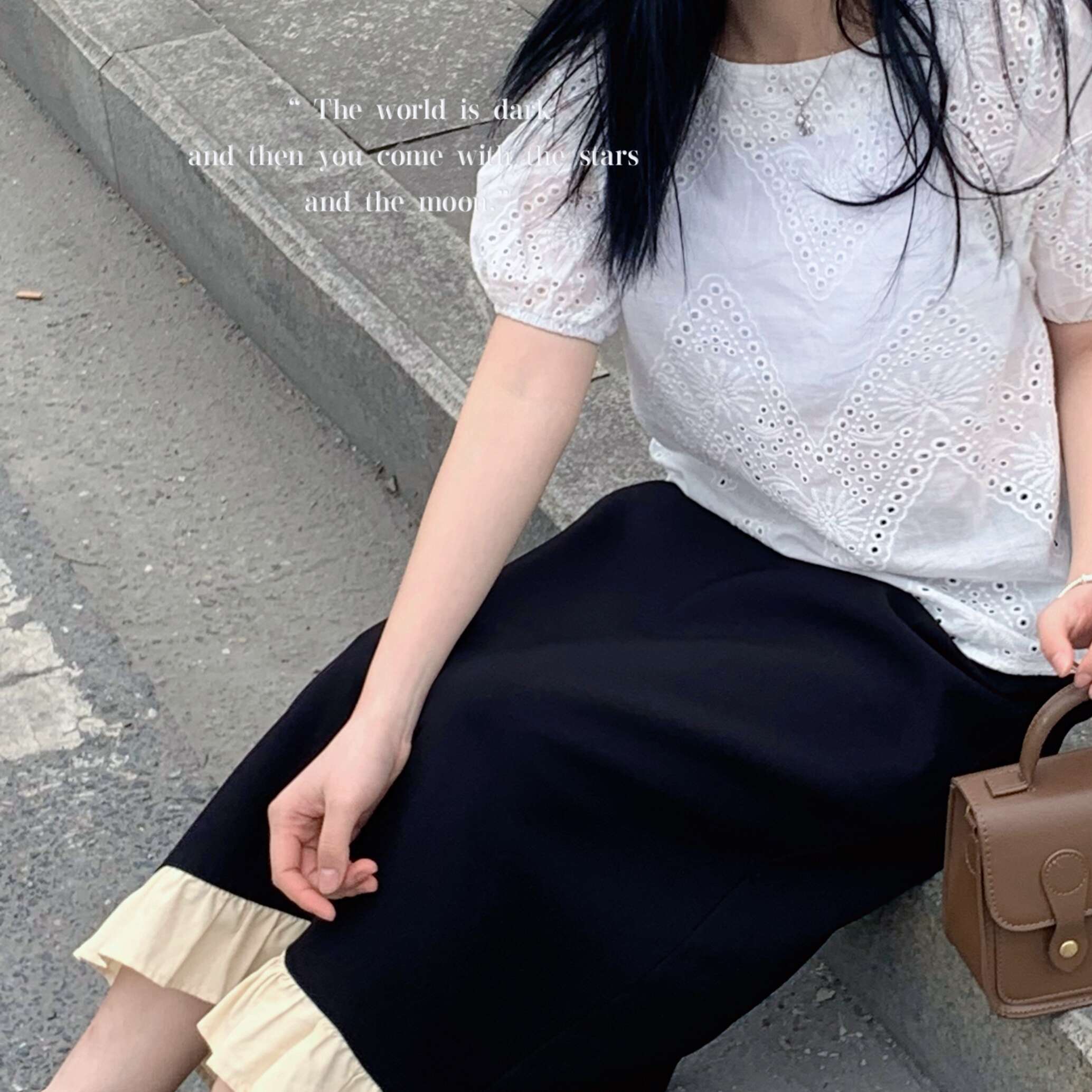 胖妹妹小個子鏤空鈎花短袖T恤女夏2024年新款洋氣設計感蕾絲上衣