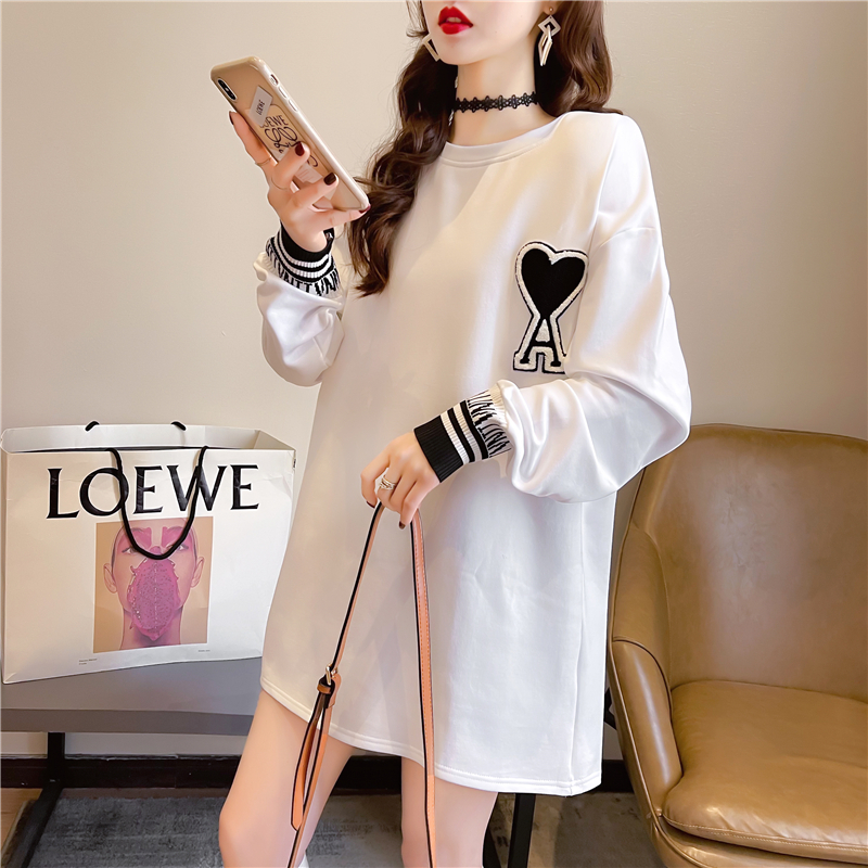 Real shot 2024 spring Korean style loose double-sided German velvet round neck warm splicing long-sleeved bottoming shirt T-shirt for women