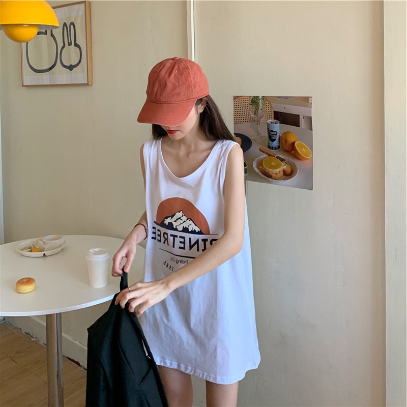 純棉內搭衛衣吊帶無袖背心女上衣長款打底衫夏秋外穿遮臀***屁簾