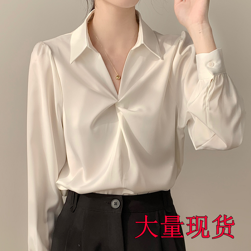 白色襯衫女設計感小眾2024年春秋季雪紡上衣通勤面試正裝襯衣