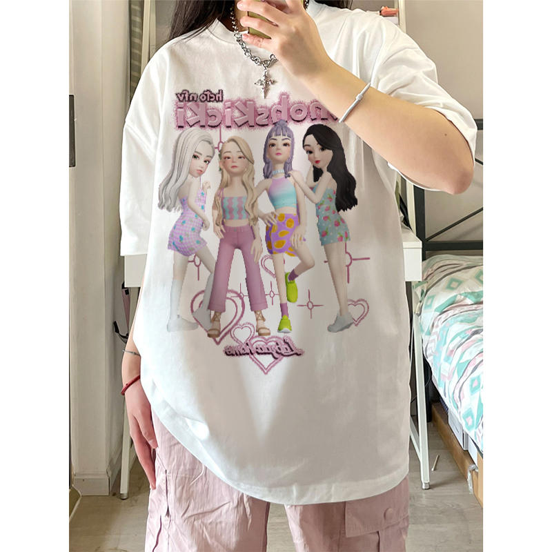 官圖 重磅/精梳純棉 後包領 有縫邊 S-XXXL 夏裝短袖T恤女