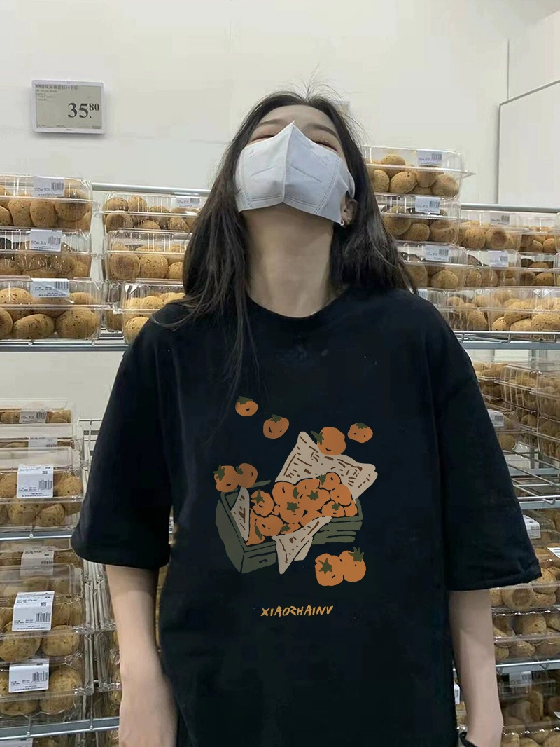 官圖 重磅/精梳純棉 後包領 有縫邊 S-XXXL 夏裝短袖T恤女
