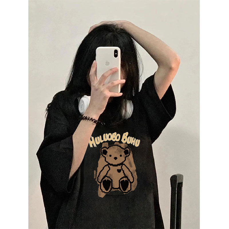 官圖 重磅/精梳純棉 後包領 有縫邊 S-XXXL 夏裝短袖T恤女