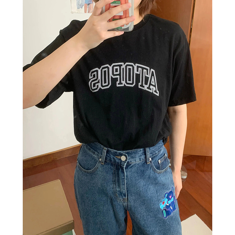 短袖t恤女潮牌設計感小眾休閒打底衫