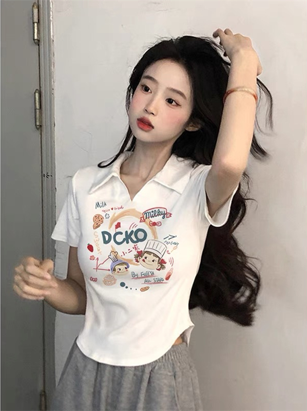 32 count pure cotton stretch cotton 95 cotton 5 polypropylene shoulder t-shirt women's summer design pure desire slim short top