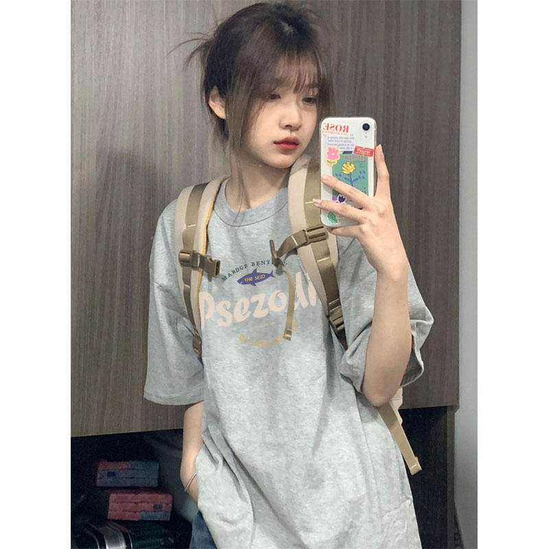 官圖 重磅/精梳純棉 後包領 有縫邊 S-XXXL 夏裝短袖T恤女