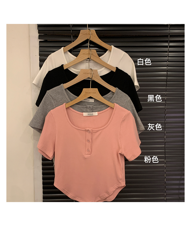 Small short T-shirt for women 2024 early spring new Korean style casual slimming short-sleeved inner top