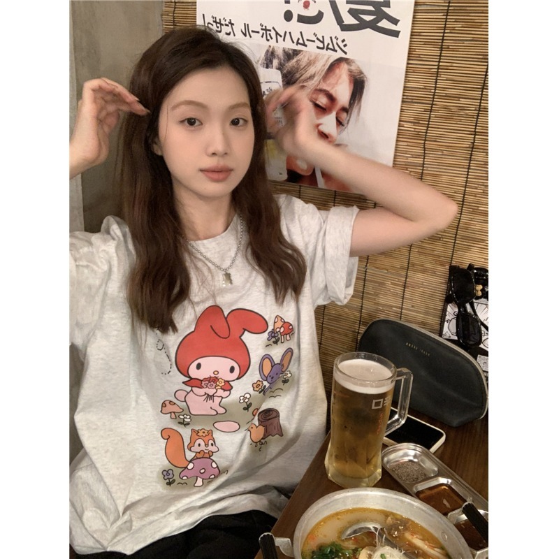 官圖 重磅/精梳純棉 後包領 有縫邊 S-XXXL 夏裝短袖T恤女