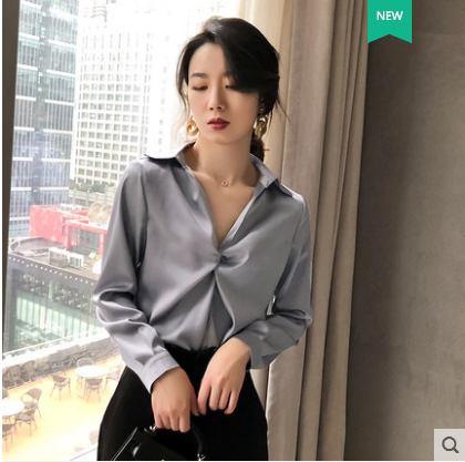 春秋季襯衫女設計感小眾心機v領韓范洋氣氣質顯瘦百搭上衣