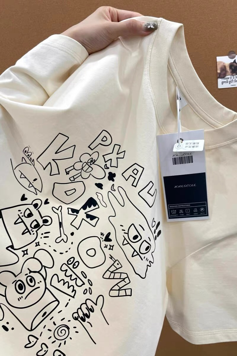 Fully 230g pure cotton collar with high quality Tmall quality cartoon printing
