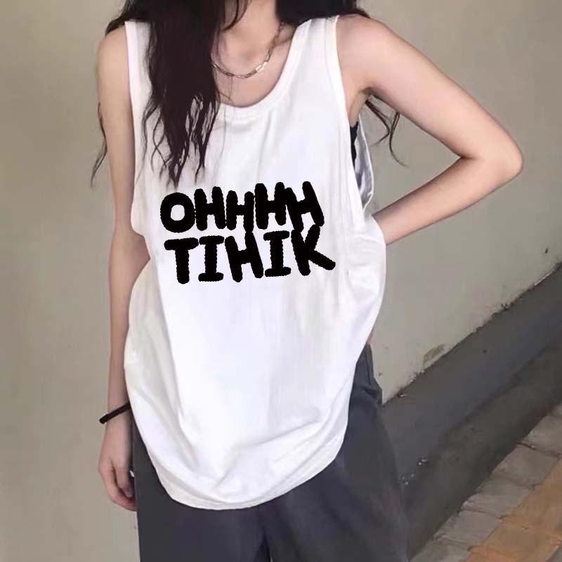 新款白色清涼吊帶背心女內搭大碼外穿寬鬆打底寬肩帶無袖上衣