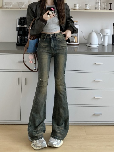 Actual shot of new rivet hottie micro-flare straight stretch jeans