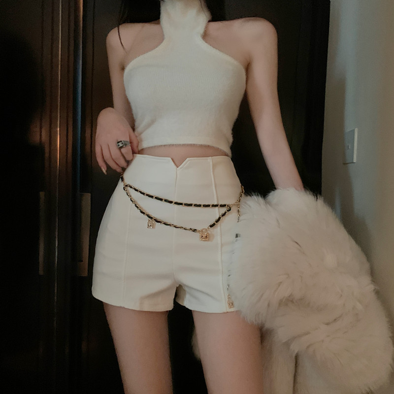實拍 辣妹高腰a字闊腿短褲修身百搭休閒熱褲女