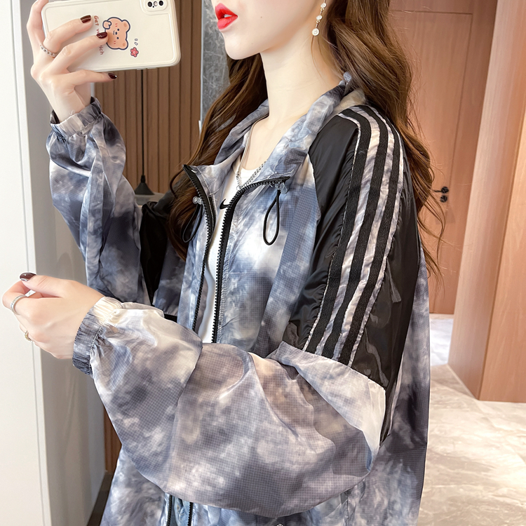 實拍2024夏季韓版寬鬆薄款拉鏈開衫防曬服外套女