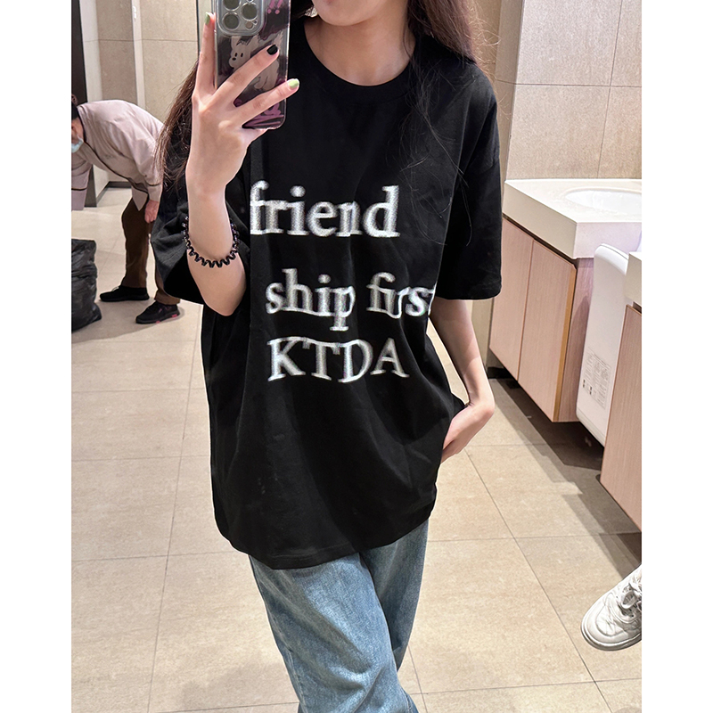 短袖t恤女潮牌設計感小眾休閒打底衫