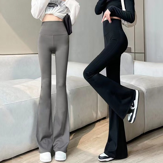 Official photo# High-waisted micro-flare shark pants yoga pants slimming butt-lifting Barbie pants sports pants fitness casual pants