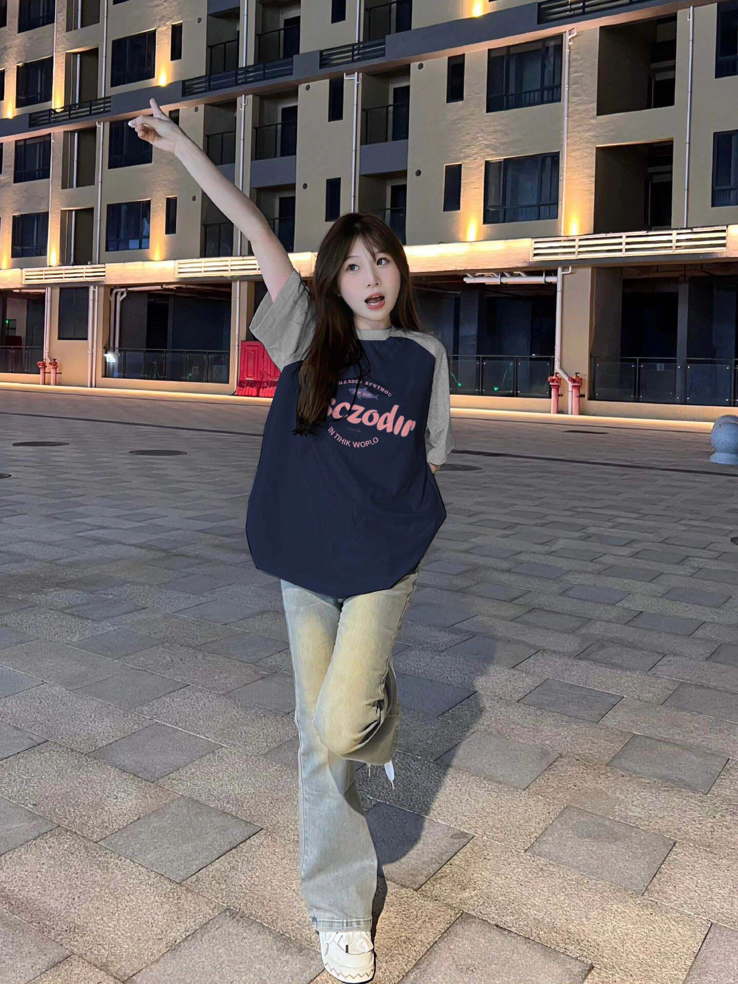 復古寬鬆撞色字母T恤女夏季新款時髦高街休閒百搭打底短袖上衣ins