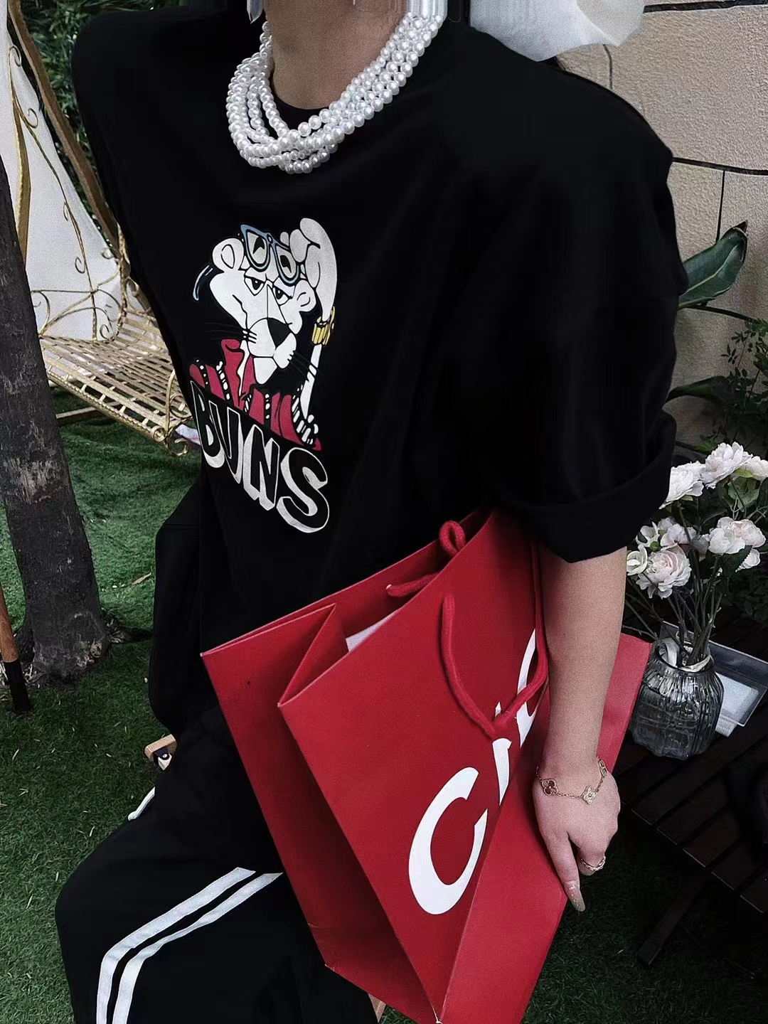 Age cartoon print niche loose T-shirt top ins