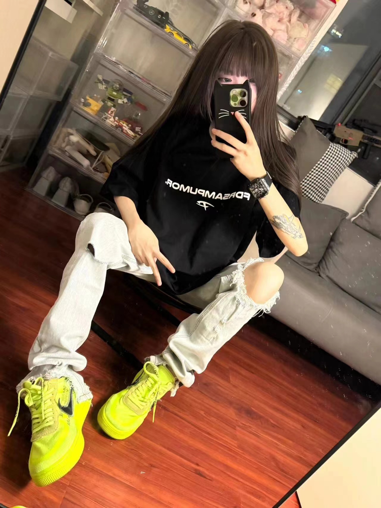 高質量純棉220克精梳緊密手感好直播品質前印花短袖t恤女