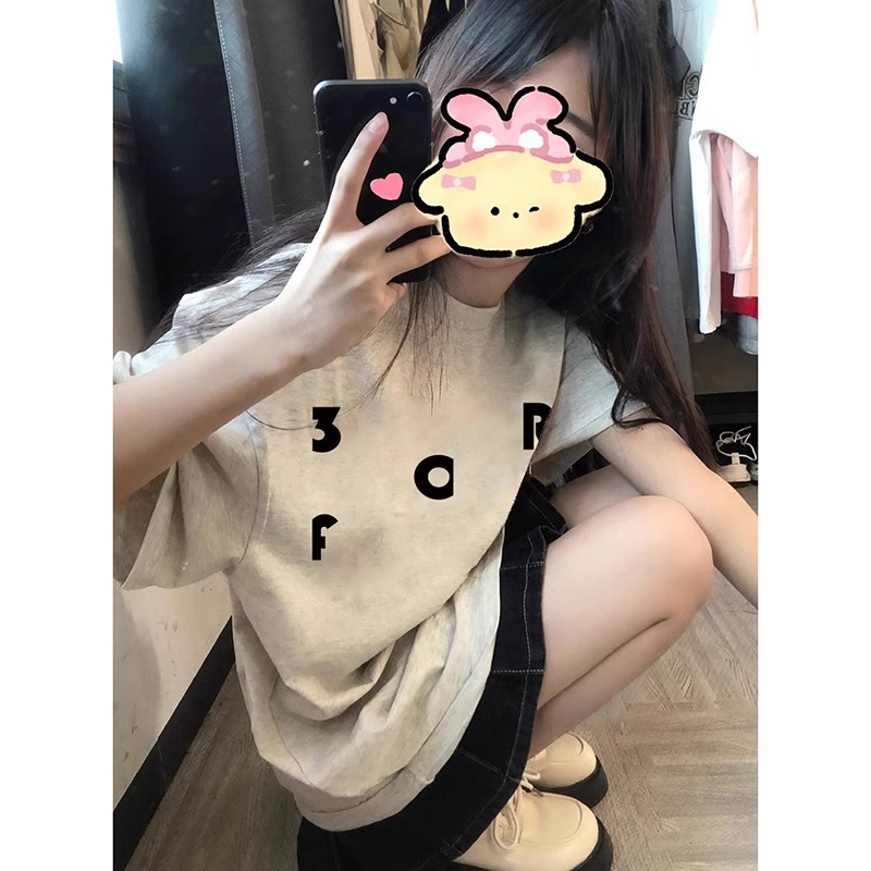 高質量純棉220克精梳緊密手感好直播品質前印花短袖t恤女