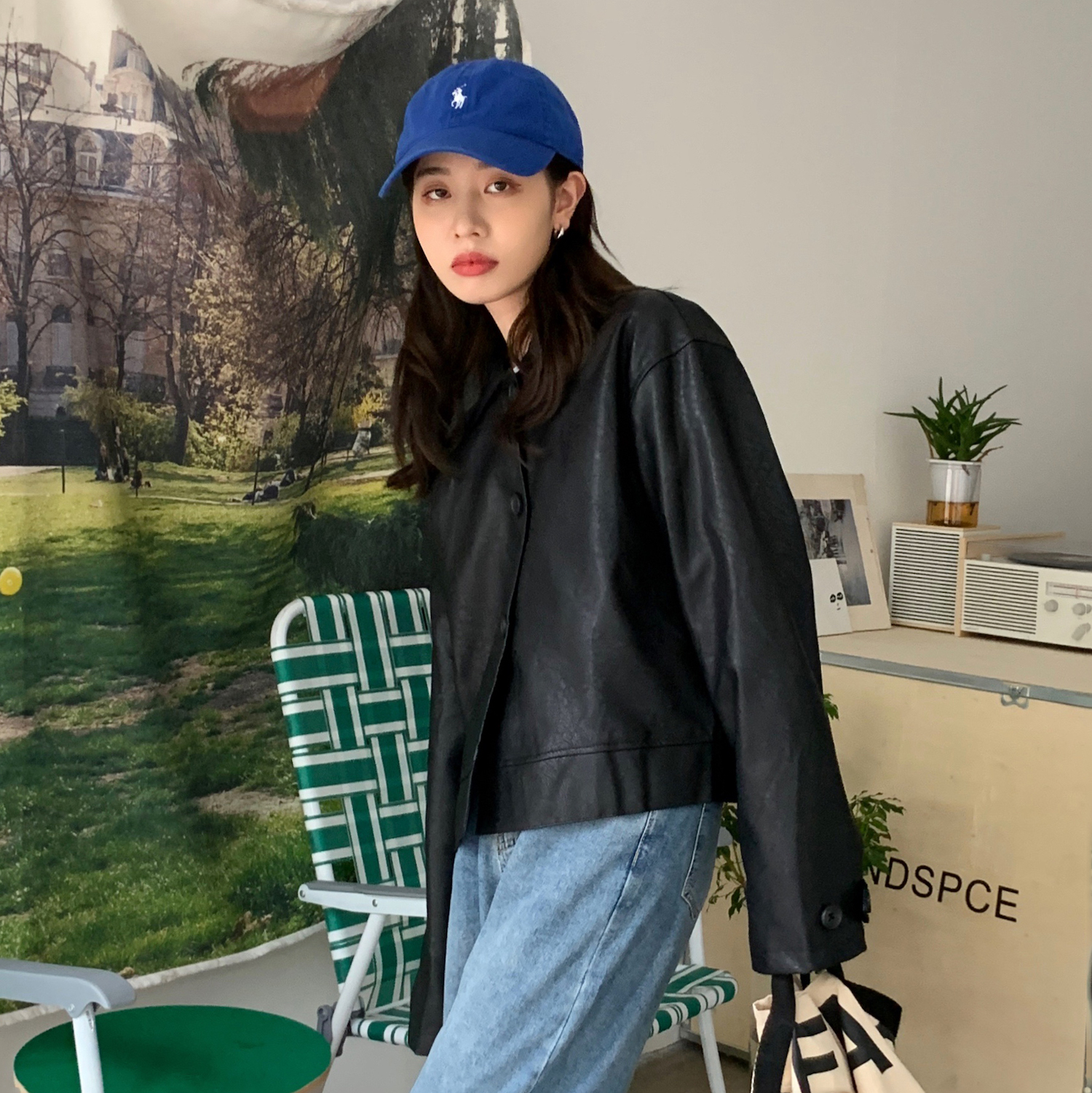 Real shot of super cool matte pu leather jacket, versatile and high quality leather jacket